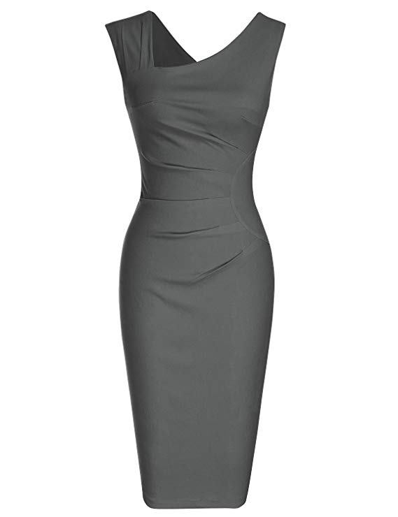 MUXXN Women's Retro 1950s Style Sleeveless Slim Business Pencil Dress