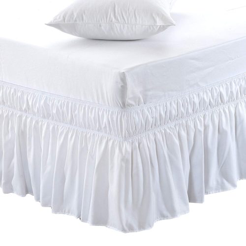  MEILA Three Fabric Sides Wrap Around Elastic Solid Bed Skirt