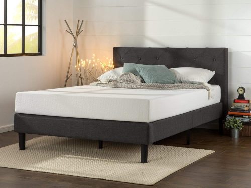  Zinus Upholstered Diamond Stitched Platform Bed in Dark Grey-Platform Beds