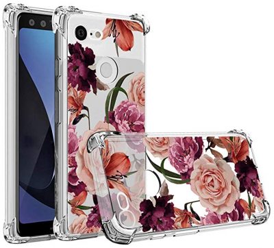  Google Pixel 3 Case,Pixel 3 Flower Case,Mustaner Shock-Absorption Flexible TPU Rubber Soft Silicone Full-Body Protective Cover for Google Pixel3 (Clear Flower) by Osophter: