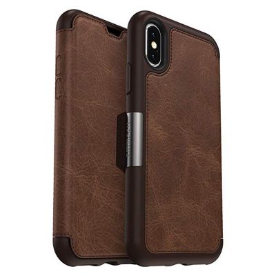  OtterBox STRADA SERIES Case for iPhone Xs & iPhone X - Frustration Free Packaging - ESPRESSO (DARK BROWN/WORN BROWN LEATHER):