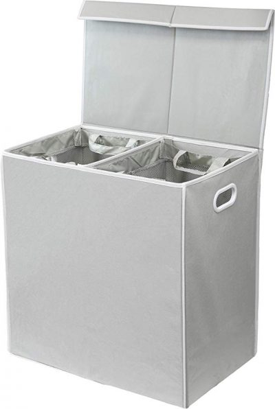 6. Simplehouseware Double Laundry Hamper with Lid and Removable Laundry Bags, Grey: