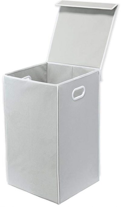 2. Simple Houseware Foldable Laundry Hamper Basket with Lid, Grey:
