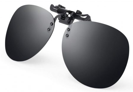  Costyle Black Grey Retro Polarized Clip on Flip up Plastic Sunglasses Driving Fishing Traveling