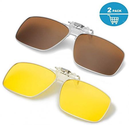 ELIVWR Polarized Clip on Sunglasses over Prescription Glasses Men&Women,Flip up Rectangle Lens Day and Night 2 Pack 4.2 out of 5 