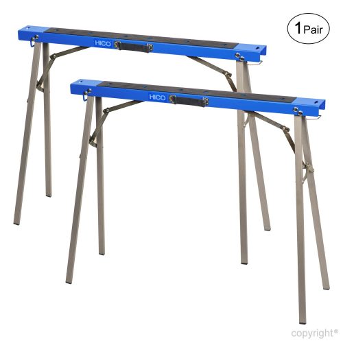  HICO 2-Pack Sawhorse Folding Metal Stands Mobile Bases Brackets Heavy Duty Fully Assembled Foldable Legs Twin Pack