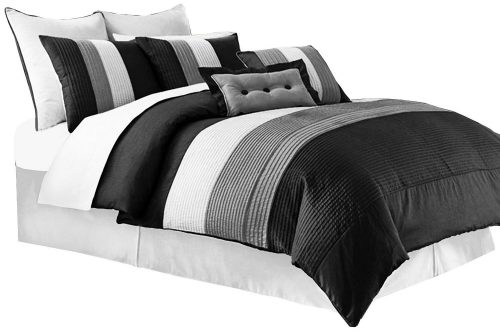  Chezmoi Collection 6-Piece Luxury Stripe Comforter Bed-in-a-Bag Set