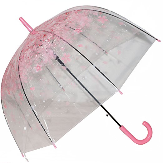 Kung Fu-Smith Half Automatic Clear Flower Bubble Dome Shape Rain Umbrella