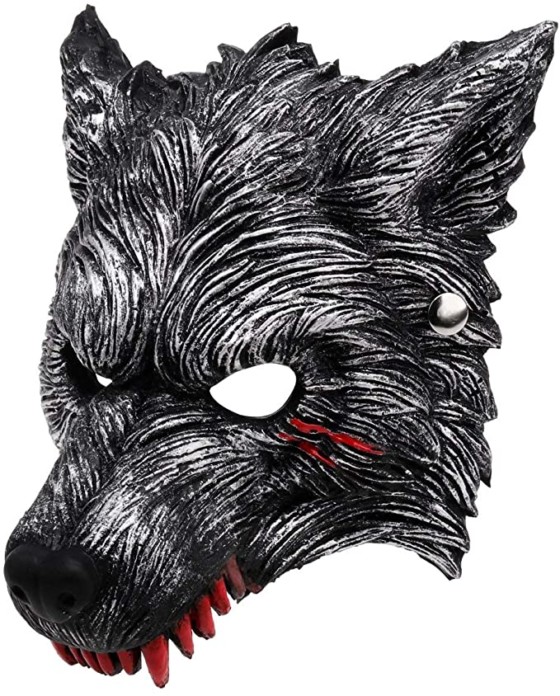 Unomor Dark Grey Half Werewolf Mask with Blood Stains 