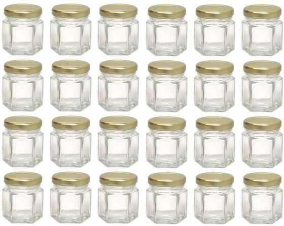 Mini Small Hexagon Shaped Glass Jars