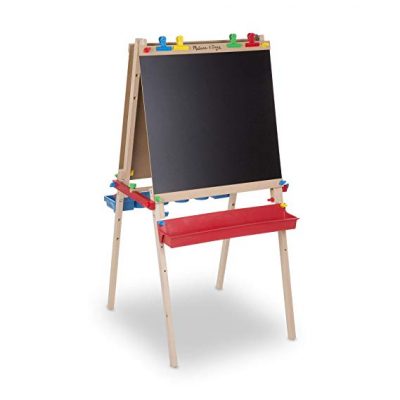  Melissa & Doug Deluxe Standing Art Easel - Dry-Erase Board, Chalkboard, Paper Roller: