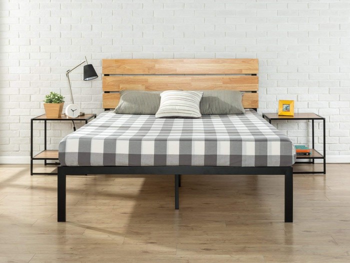 #4.Zinus Paul Metal and Wood Platform Bed with Wood Slat Support