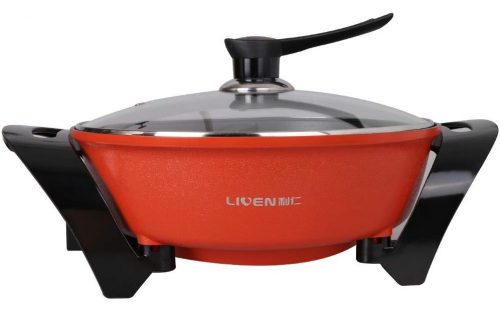  5L Electric Shabu Shabu Hot Pot with Divider and Non-Stick Coating Electric Hot Pot 1600W 120V HG-301AY