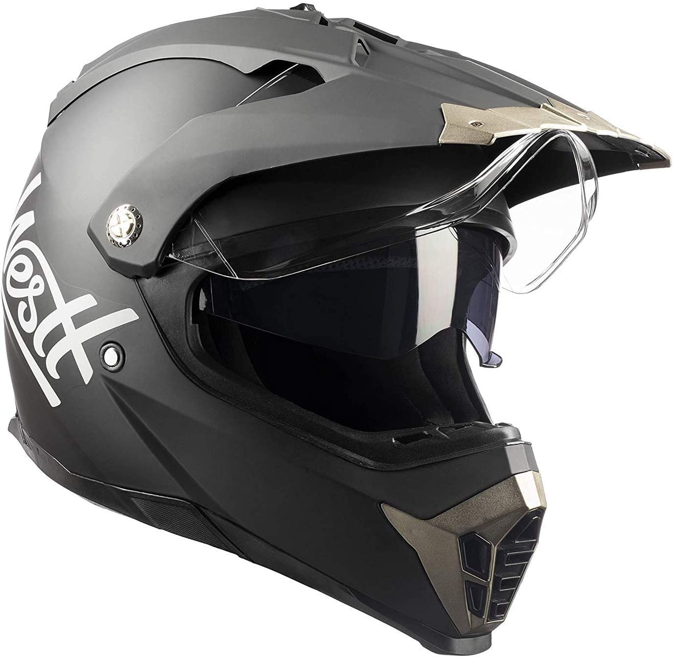 Westt Cross Dirt Bike Helmet - Matt Black Motocross Helmet Dual Visor - DOT Motorcycle Helmet for Adults on ATV MTB 4 Wheeler Snowmobile Off Road Men and Women