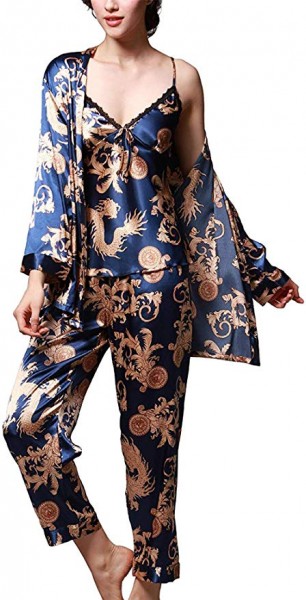 9. Romanstii Silk Satin Pajamas Sleepwear Set Cami PJ Nightwear