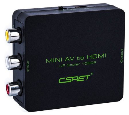  CSRET 1080P Composite 3 RCA/CVBS AV to HDMI Video Audio Converter Adapter Upscaler