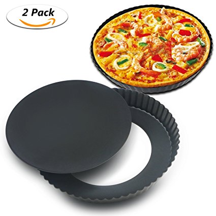 Homga 2 Pack Removable Quiche Tart Pan with Removable Base