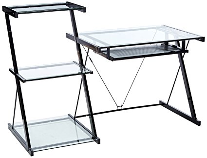 Z-Line Nero Glass Desk and Bookcase
