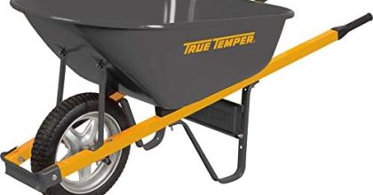 True temper r6stsp25 never flat tire steel wheelbarrow, 6 cubic foot
