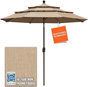 EliteShade USA 9Ft 3 Tiers Patio Umbrella
