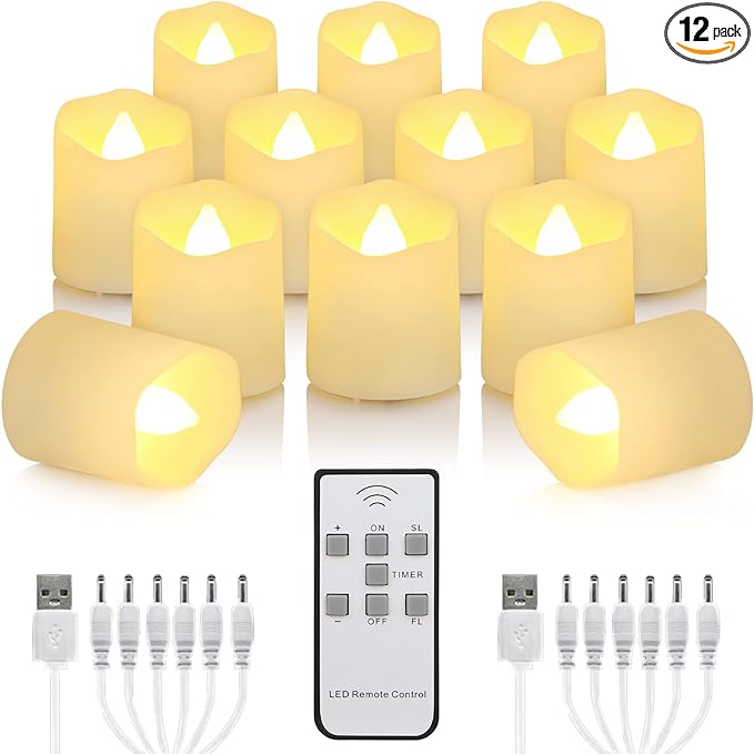 Rechargeable Flameless Tea Lights with Remote