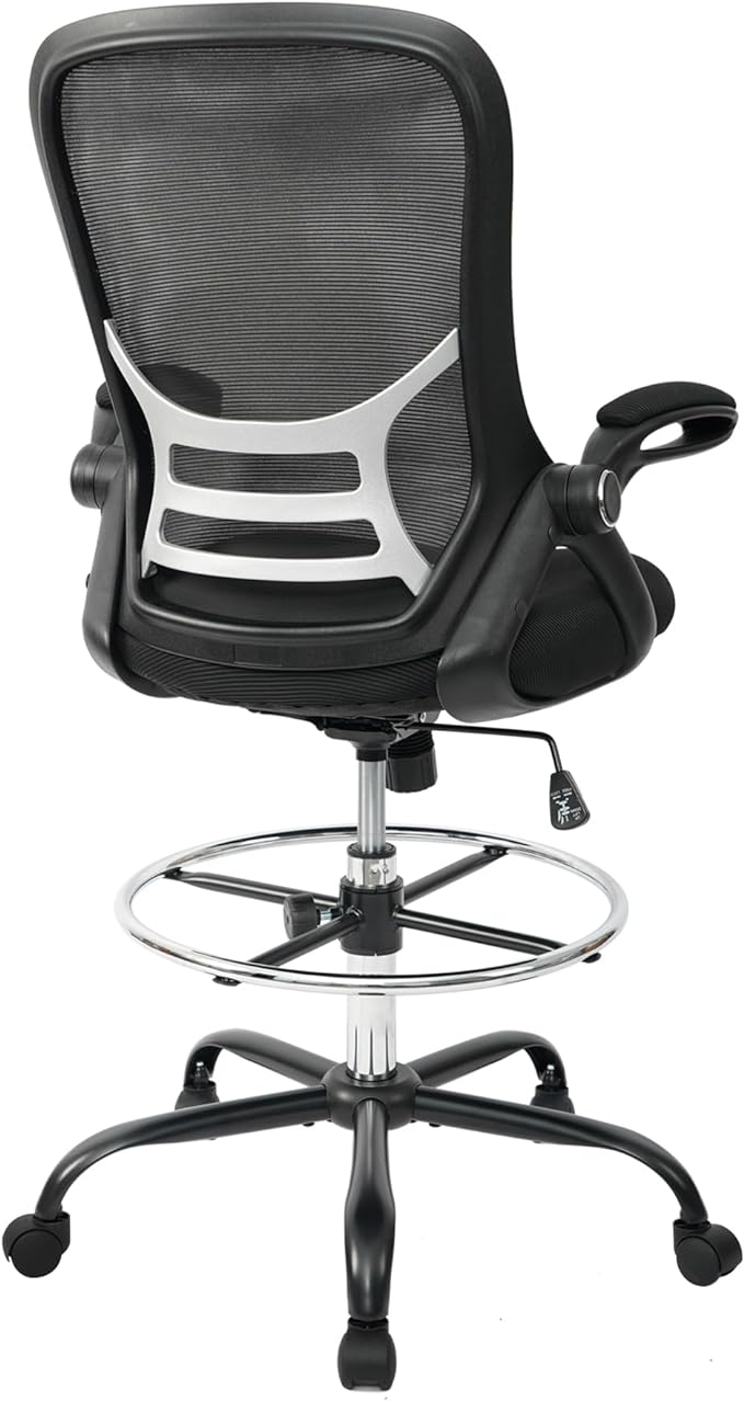 HYLONE Drafting Chair with Adjustable Footrest and Flip-Up Arms