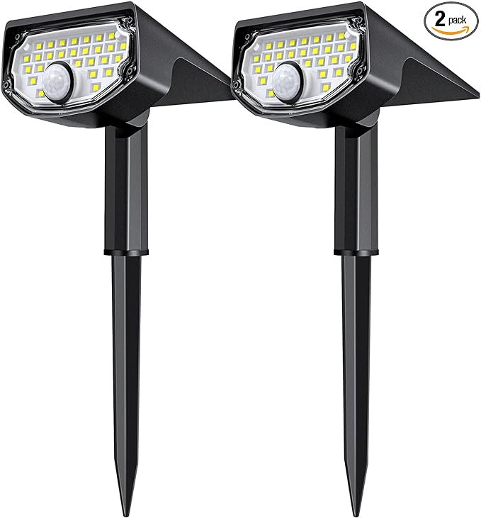 AloftSun Solar Motion Sensor Outdoor Lights, 2 Pack