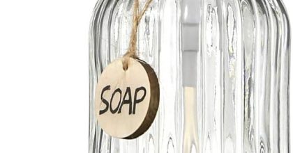 Jasai clear glass soap dispenser with stainless steel pump