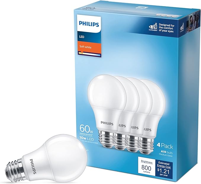 Philips LED Basic Frosted A19 Light Bulb (4-Pack)