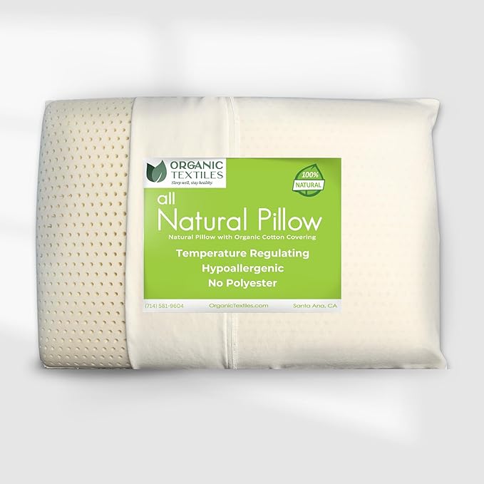 OrganicTextiles Natural Latex Pillow with Organic Cotton Cover