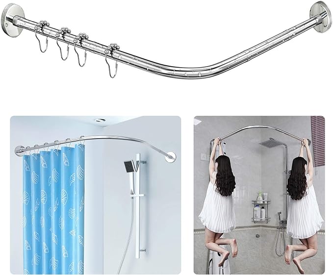 Stretchable Bathroom Shower Curtain Rod Rack