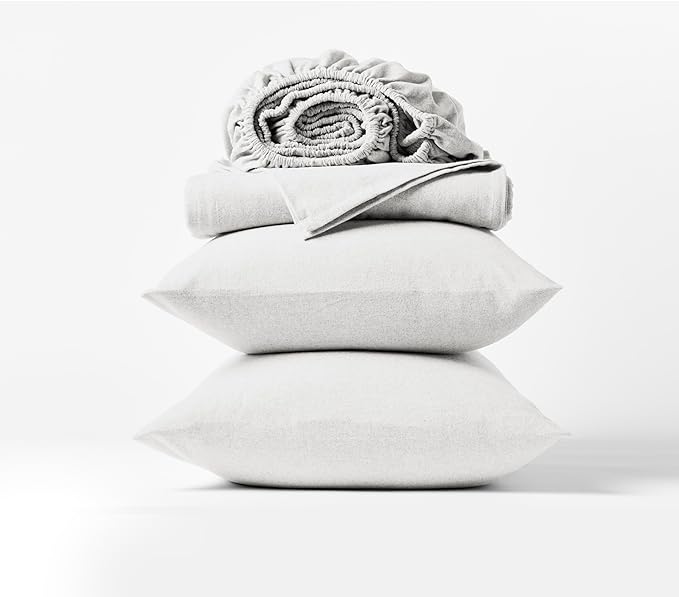 Coyuchi Cloud Brushed Organic Flannel Sheet Set (Twin, Alpine White)