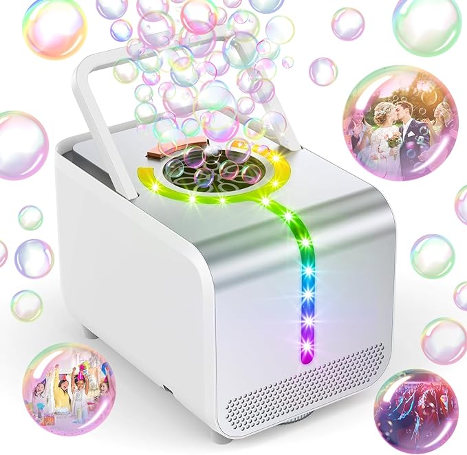 Bubble Machine, Automatic Bubble Blower with LED Lights
