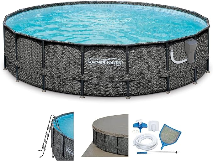 Summer Waves Outdoor Round Frame Above Ground Swimming Pool Set