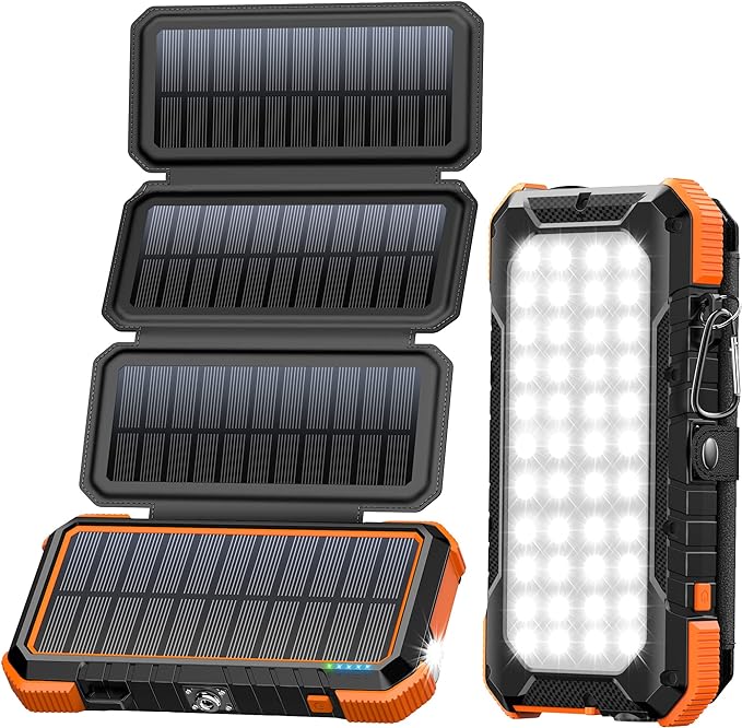 BLAVOR Solar Charger Power Bank with 4 Foldable Panels
