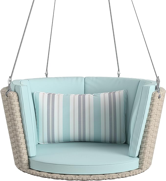 Novogratz Sally Patio Swing, Aqua Haze Cushions