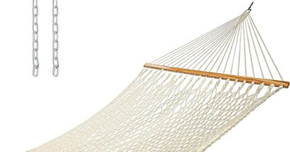 Castaway living 13 ft. double traditional hand woven cotton rope hammock