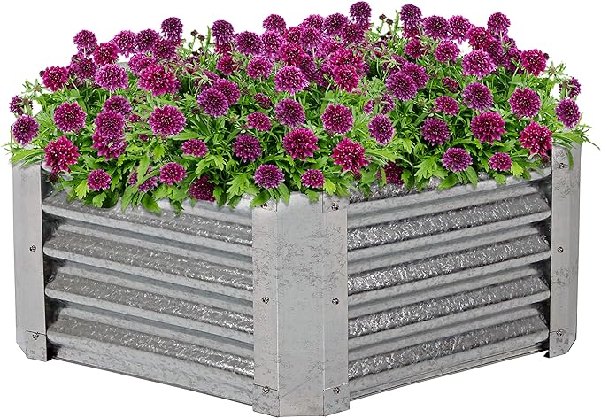Sunnydaze Hexagon Galvanized Steel Raised Garden Bed Kit