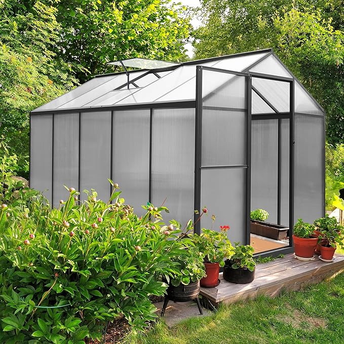 VEIKOU Greenhouse for Outdoor, 6 x 10 Polycarbonate